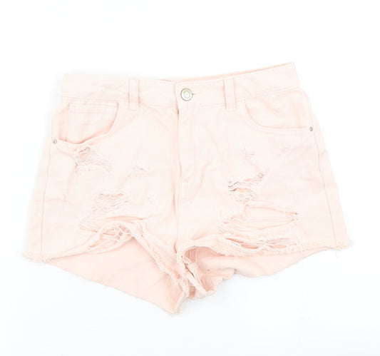 Denim Co Womens Pink  Denim Hot Pants Shorts Size 8 - Distressed