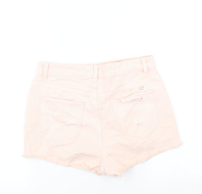 Denim Co Womens Pink  Denim Hot Pants Shorts Size 8 - Distressed