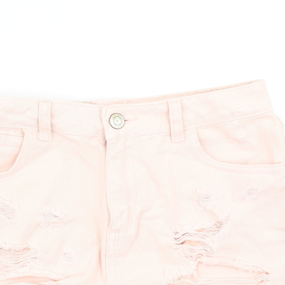 Denim Co Womens Pink  Denim Hot Pants Shorts Size 8 - Distressed