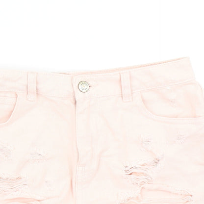 Denim Co Womens Pink  Denim Hot Pants Shorts Size 8 - Distressed