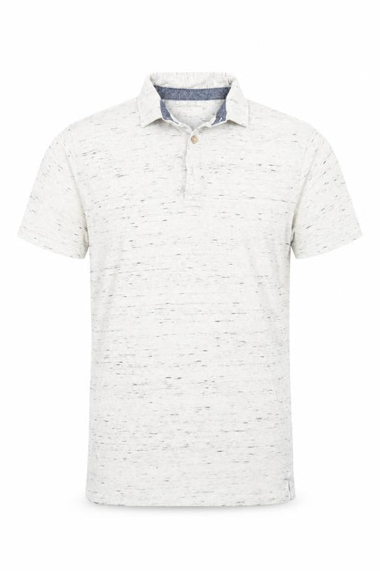 Front view of ACW85 men’s beige polo, size S