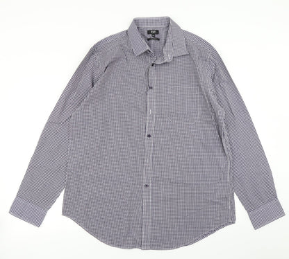 F&F Mens Purple Plaid   Button-Up Size 16.5