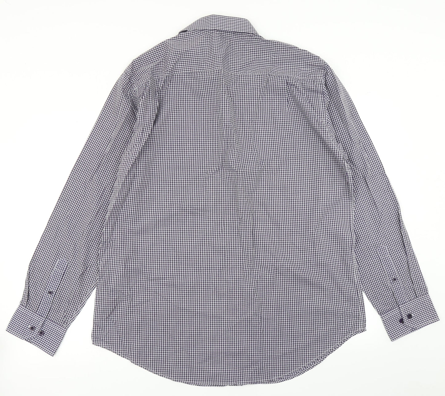 F&F Mens Purple Plaid   Button-Up Size 16.5