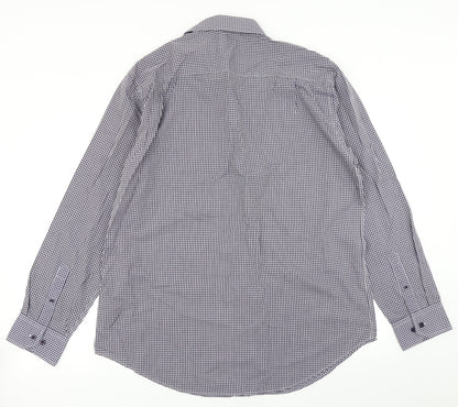 F&F Mens Purple Plaid   Button-Up Size 16.5