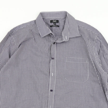 F&F Mens Purple Plaid   Button-Up Size 16.5