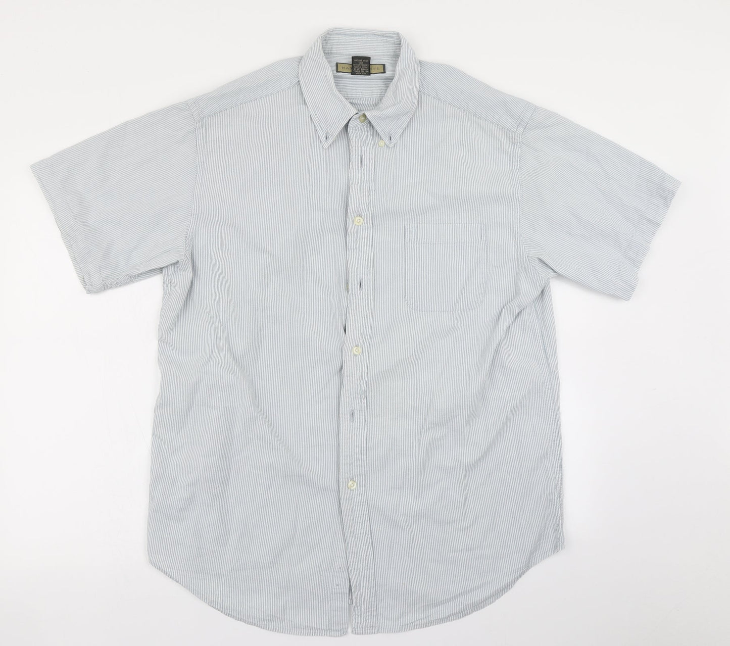 Mens UK Size L Naturalife Blue  Button-Up Short Sleeve Casual Shirt