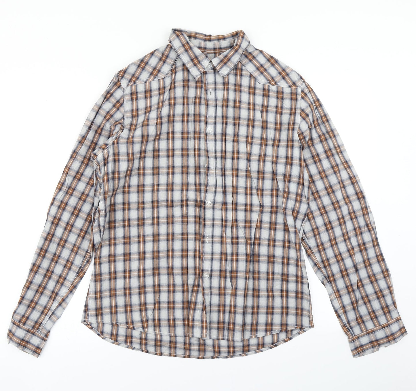 Mens UK Size L New Look Brown  Button-Up Long Sleeve Casual Shirt