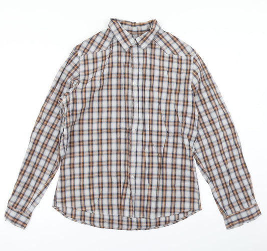 Mens UK Size L New Look Brown  Button-Up Long Sleeve Casual Shirt