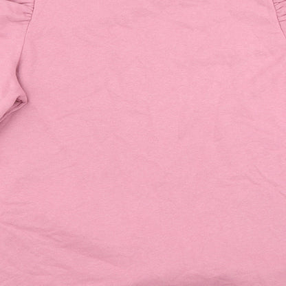 Brand and care label for Papaya women’s pink pullover sweatshirt, size UK 14