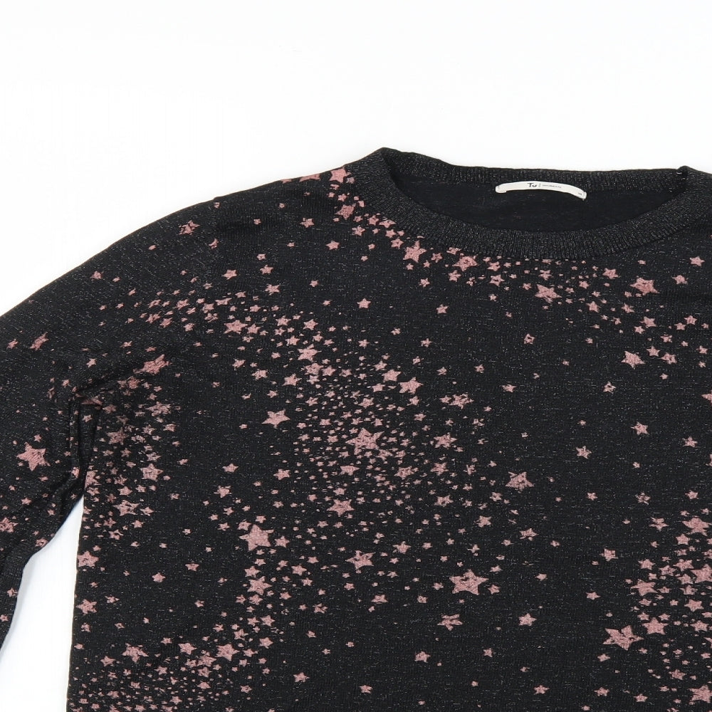TU Womens Black Geometric  Pullover Jumper Size 14