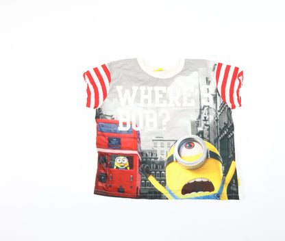 Front view of Minions boys’ multicoloured geometric basic t-shirt, size M