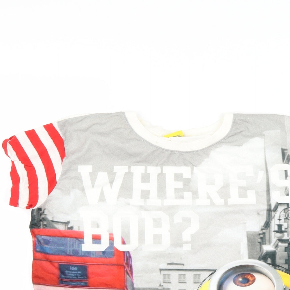 Close-up detail of Minions boys’ multicoloured geometric basic t-shirt, size M