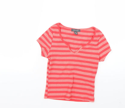 Primark Womens Red Striped  Basic T-Shirt Size 4