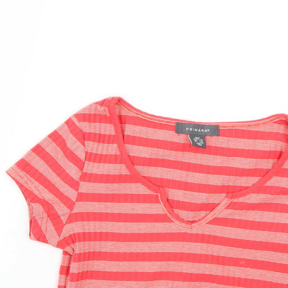 Primark Womens Red Striped  Basic T-Shirt Size 4