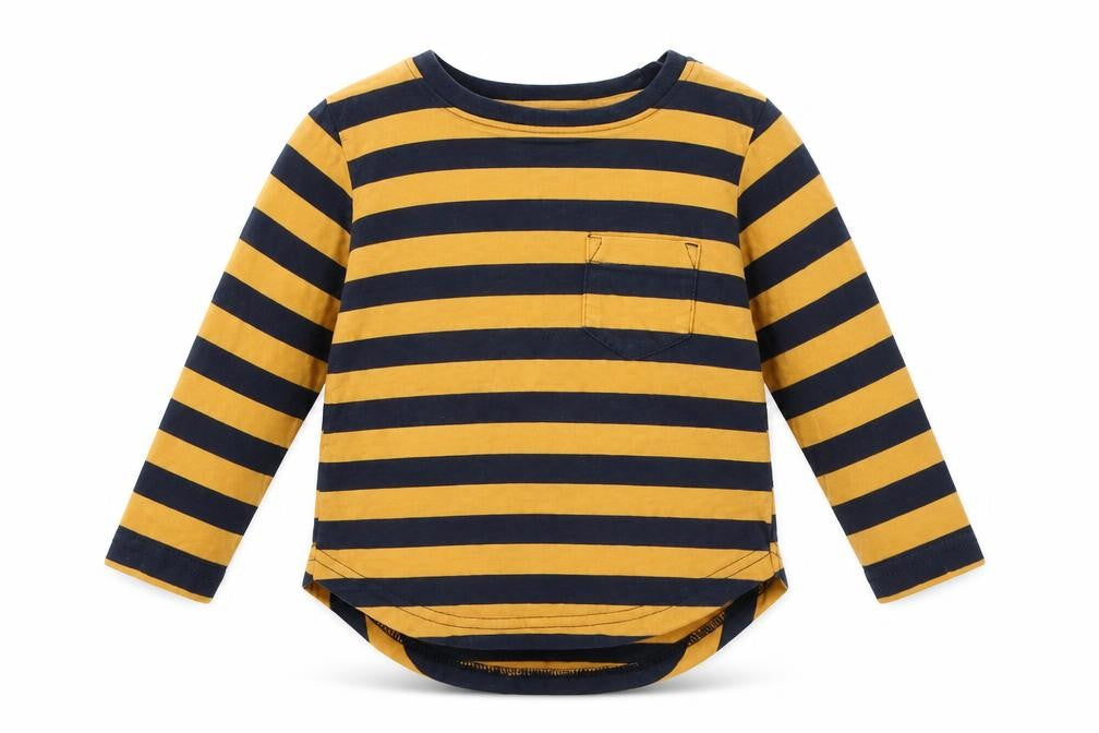 Front view of Nutmeg Baby Multicoloured Striped Basic T-Shirt, size 12-18, Months