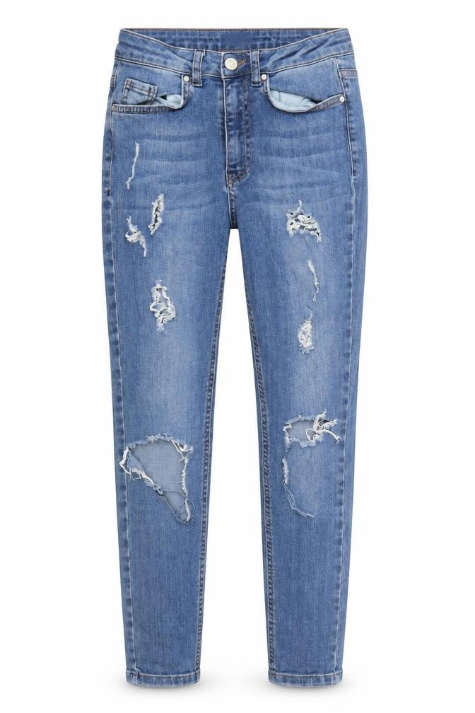 Front view of Missguided women’s blue skinny jeans, size UK 6, 24-inch leg