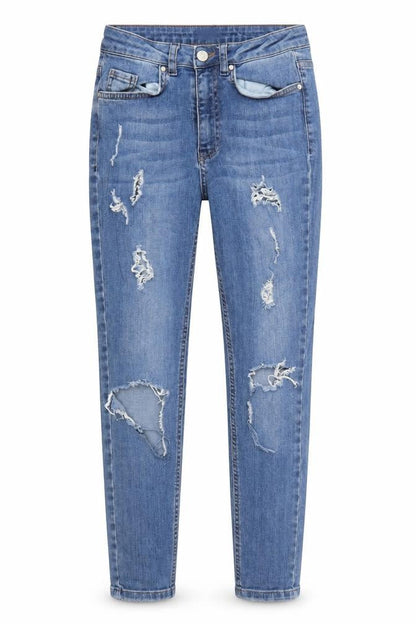 Front view of Missguided women’s blue skinny jeans, size UK 6, 24-inch leg