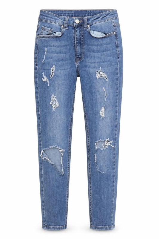 Front view of Missguided women’s blue skinny jeans, size UK 6, 24-inch leg