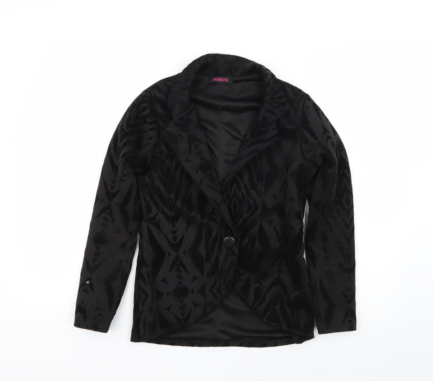 ayanapa Womens Black Animal Print  Jacket Blazer Size 10