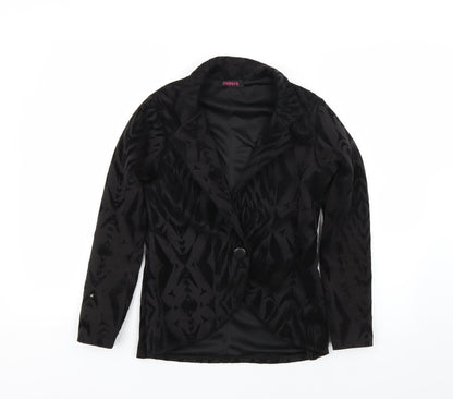 ayanapa Womens Black Animal Print  Jacket Blazer Size 10