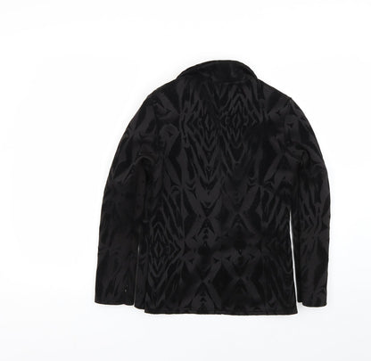 ayanapa Womens Black Animal Print  Jacket Blazer Size 10