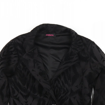 ayanapa Womens Black Animal Print  Jacket Blazer Size 10