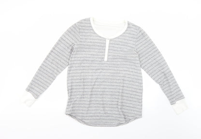 Preworn Womens Grey Striped  Babydoll Pyjama Top Size S