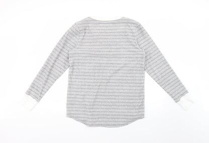 Preworn Womens Grey Striped  Babydoll Pyjama Top Size S