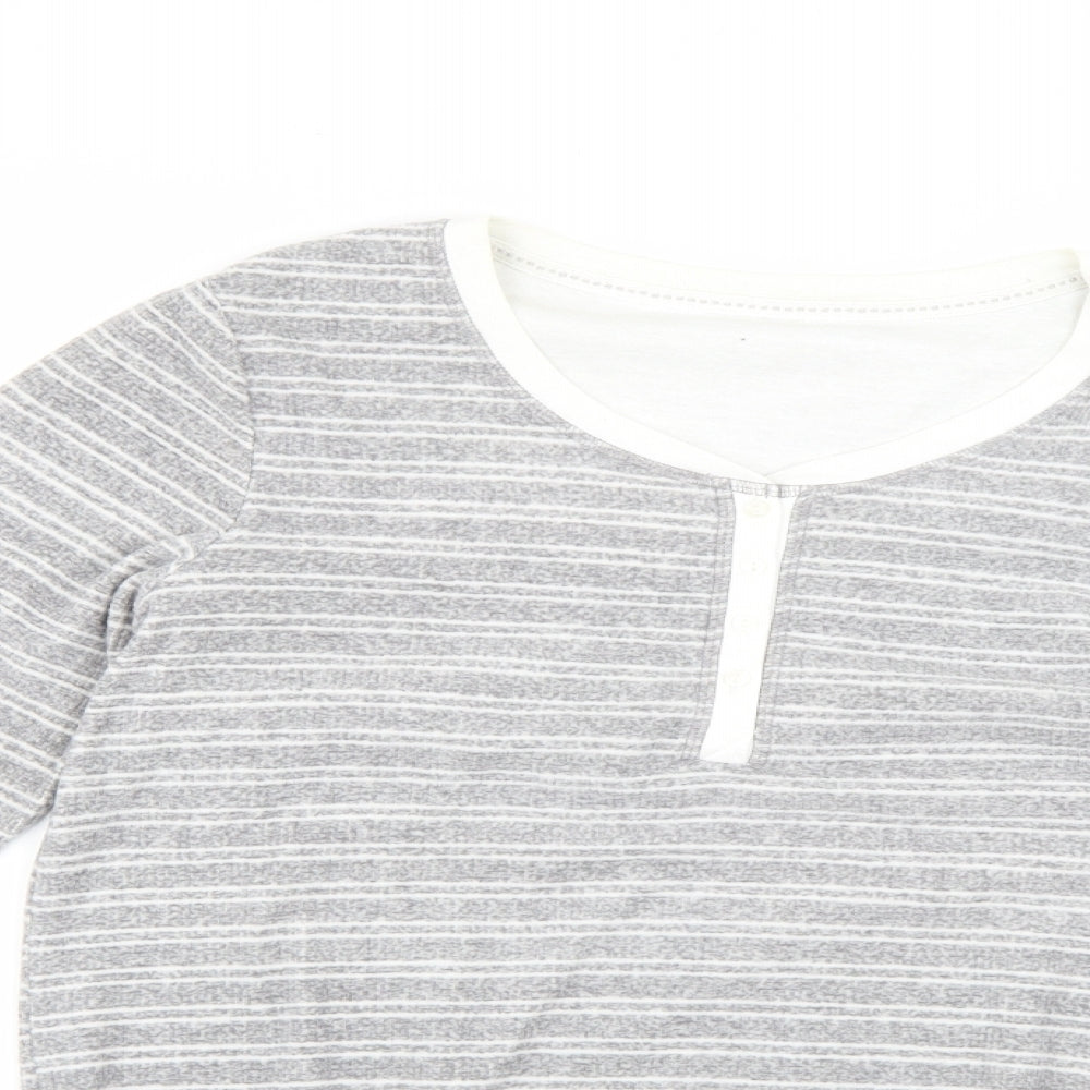 Preworn Womens Grey Striped  Babydoll Pyjama Top Size S