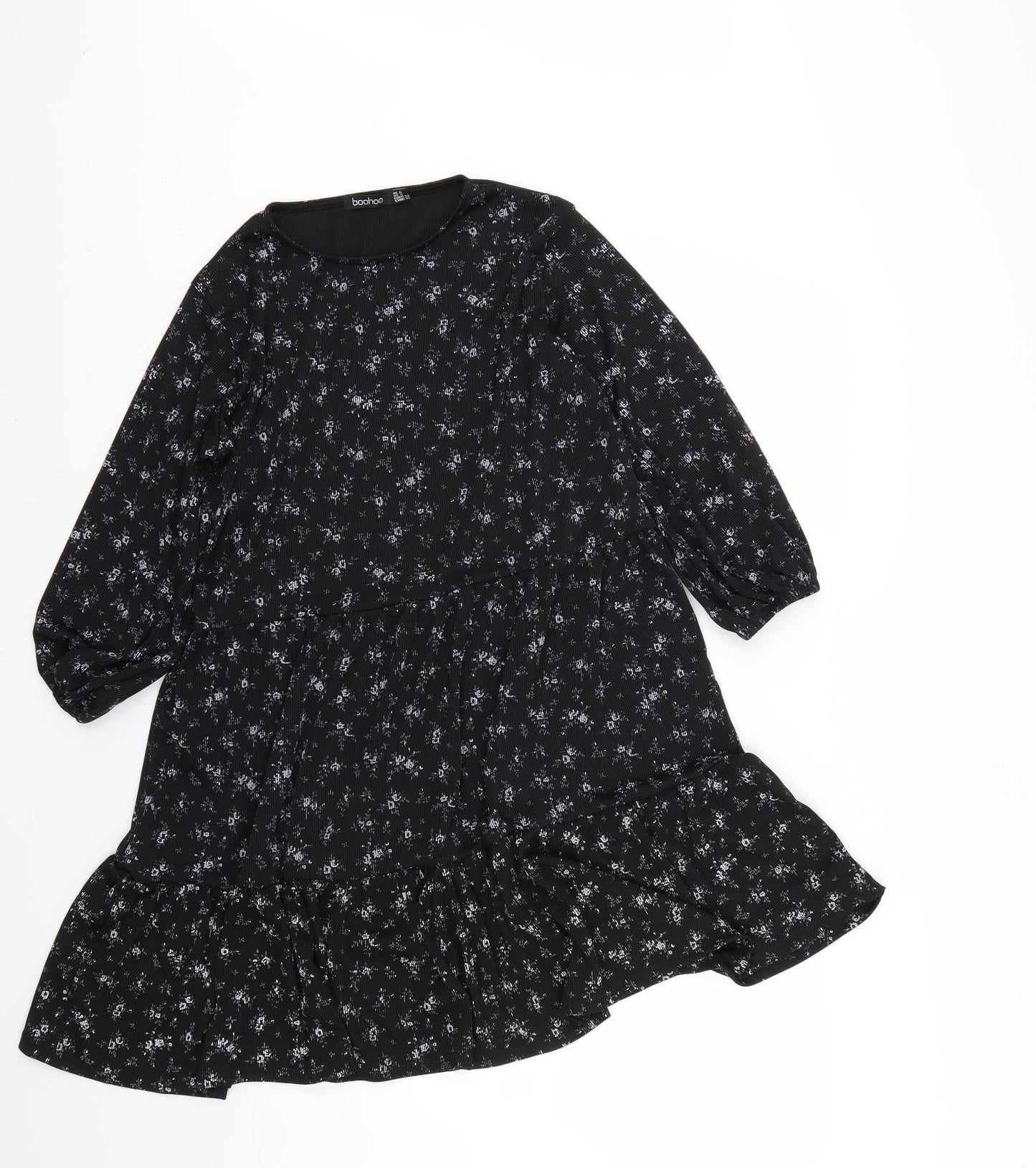 Boohoo Womens Black Floral  Fit & Flare  Size 6