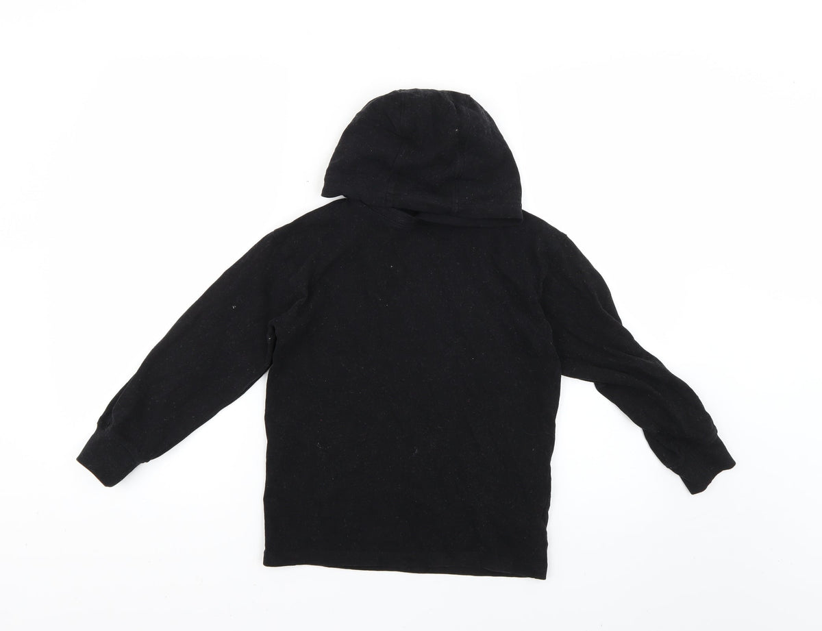 Additional front view of Next boys’ black pullover hoodie, size 8, years