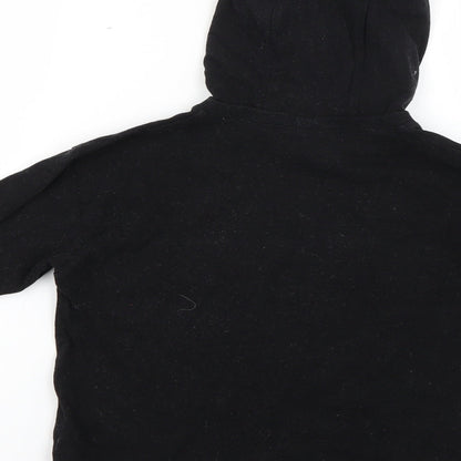 Brand and care label for Next boys’ black pullover hoodie, size 8, years