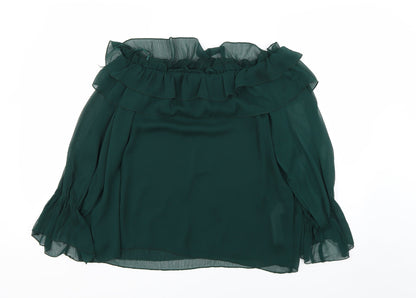 Womens UK Size S Zara Green Basic Blouse