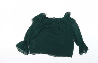 Womens UK Size S Zara Green Basic Blouse