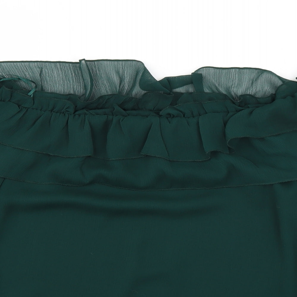 Womens UK Size S Zara Green Basic Blouse