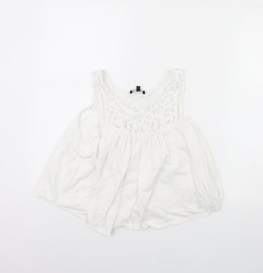 Womens UK Size 8 New Look White Basic Tank