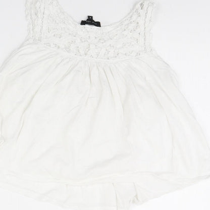 Womens UK Size 8 New Look White Basic Tank