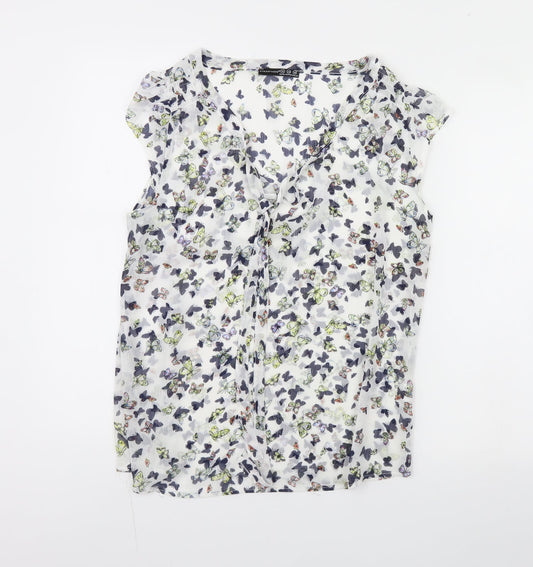 Atmosphere Womens White Animal Print  Basic Tank Size 12