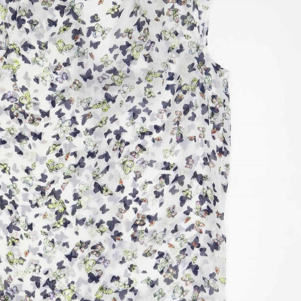 Atmosphere Womens White Animal Print  Basic Tank Size 12