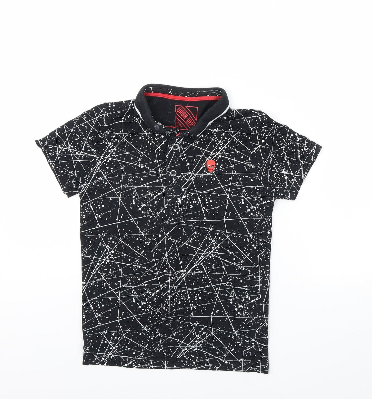 Additional front view of Urban Debt boys’ black geometric basic polo, size 9, years