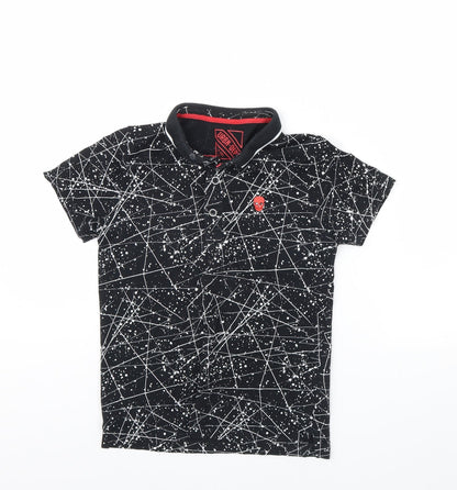 Additional front view of Urban Debt boys’ black geometric basic polo, size 9, years