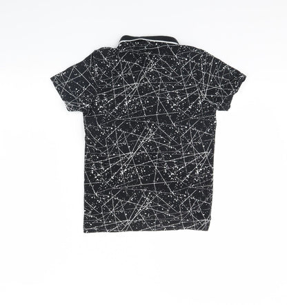 Back view of Urban Debt boys’ black geometric basic polo, size 9, years