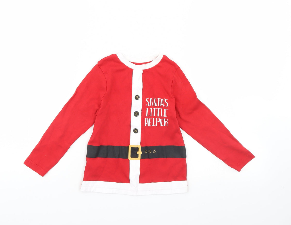 Additional front view of George boys’ red basic t-shirt, size 3, years - santa