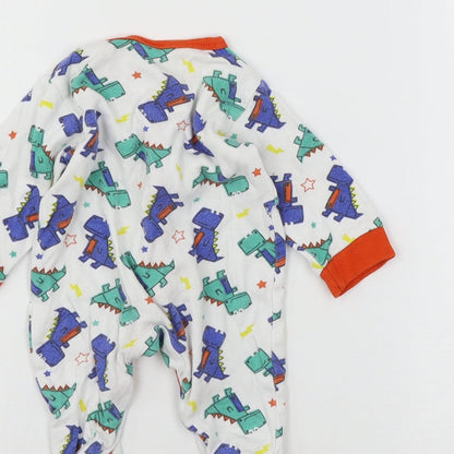 Little Din Baby White Geometric Jersey Babygrow One-Piece Size Newborn  - Dinosaurs