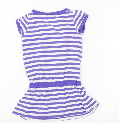 Sergent Major Girls Purple Striped Jersey T-Shirt Dress  Size 5 Years
