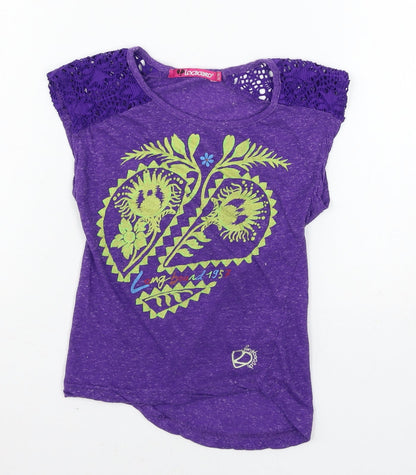 Long board Girls Purple  Jersey Basic T-Shirt Size 9-10 Years