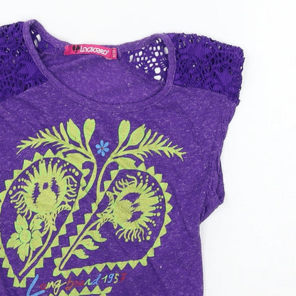 Long board Girls Purple  Jersey Basic T-Shirt Size 9-10 Years
