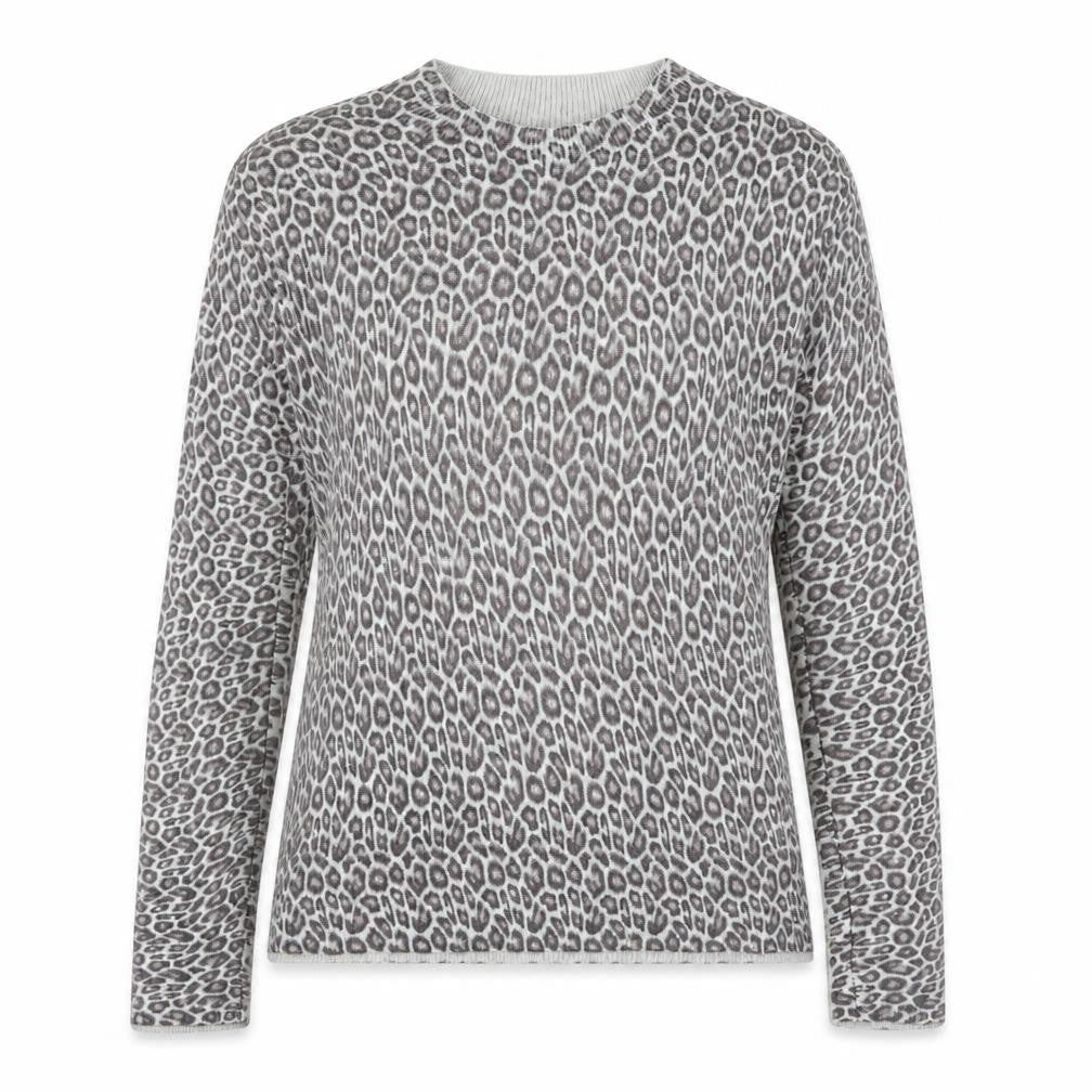 Front view of Atmosphere women’s green animal print knit jumper, size UK 6