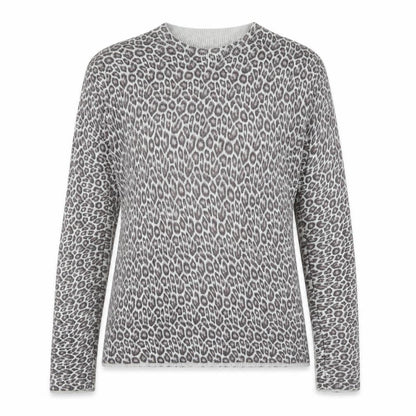 Front view of Atmosphere women’s green animal print knit jumper, size UK 6
