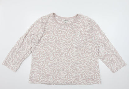 Anne Klein Womens Pink Animal Print Velour Top Pyjama Top Size XL